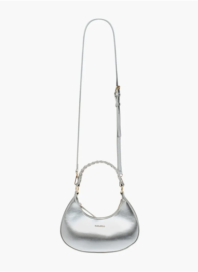 فلورا بيلا من شو إكسبرس Women Solid Hobo Bag with Zip Closure and Embellished Strap