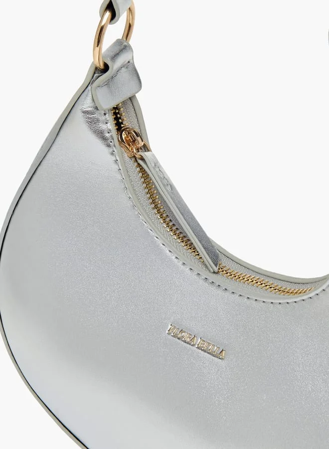 Flora Bella By Shoexpress Women Solid Hobo Bag with Zip Closure and Embellished Strap