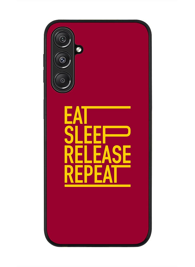 Stylizedd - Rugged Black Edge case for Samsung Galaxy M34 5G, Custom Slim fit Flexible Anti Drop Thin Phone Case Cover - Eat Sleep Release Repeat - Image 1