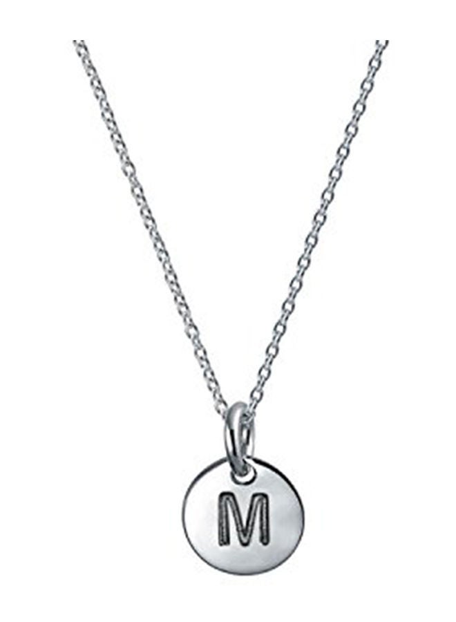 NIBEMINENT 925 Sterling Silver Petite Letter M Initial Disc Pendant Necklace  - Image 1