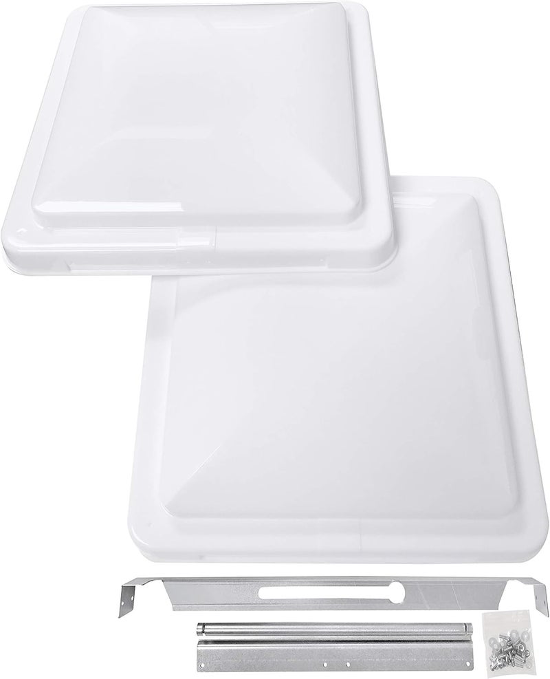 Camp'N 14 Inch Universal RV Roof Vent for Trailer, Camper, Motorhome - RV Vent Covers for Roof - OEM Lid Replacement (14 x 14 White 2-Pack) - Image 1