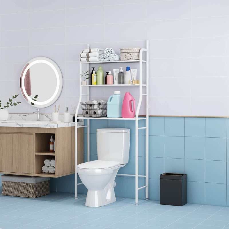Ozoy Extra part combo compatible 3 Layer Over The Washing Machine Storage Rack Metal Bathroom Shelf Space Saving Organizer for Laundry Room Wash Basin Floor Stand (White Round) Flat working surface - Image 5