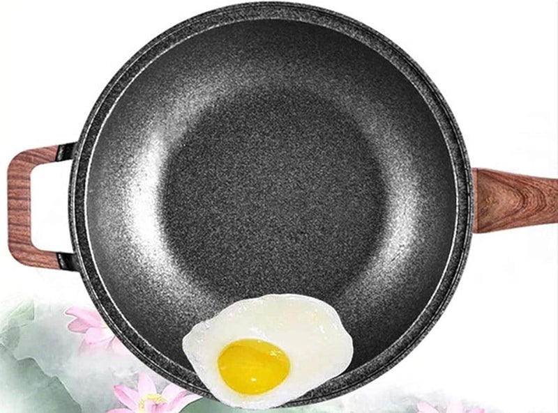 Granite Frying Pan With Lid Nonstick Stone Coating Deep Skillet Heat Resistant Handle Gas And Electric Stove Compatible - Image 1