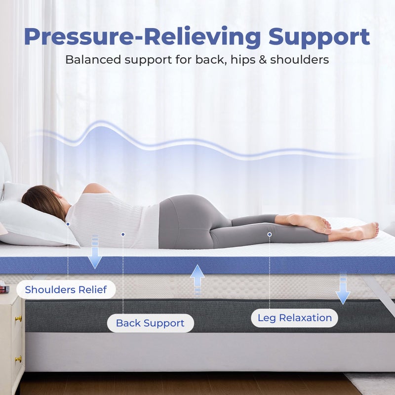 BDEUS 2 Inch Gel Memory Foam Mattress Topper Twin Size, Cooling Mattress Topper for Back Pain Relief, Non-Slip Design with Removable & Washable Soft Bamboo Cover. - Image 2