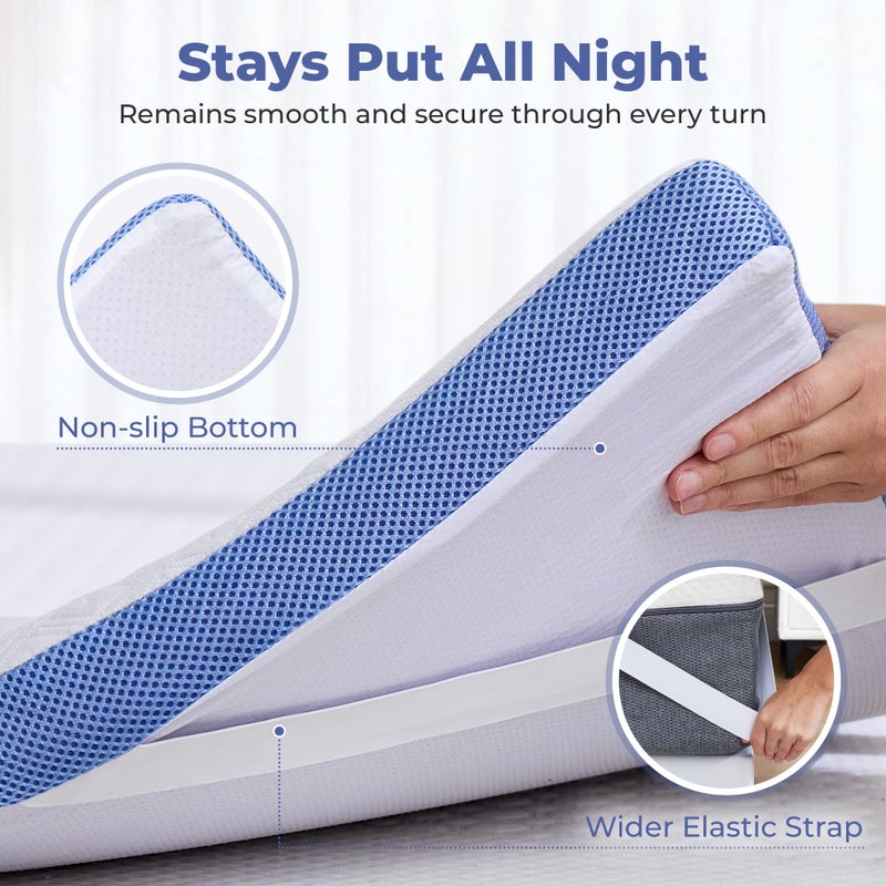 BDEUS 2 Inch Gel Memory Foam Mattress Topper Twin Size, Cooling Mattress Topper for Back Pain Relief, Non-Slip Design with Removable & Washable Soft Bamboo Cover. - Image 5