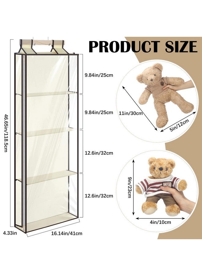 Satinior SATINIOR Hanging Toy Storage Over The Door Stuffed Animal Organizer with Zipper PVC Dustproof Cover, 4 Large Clear Door Storage Pocket for Back to School Supplies, Towels, Shoes, File, Clothes - Image 2