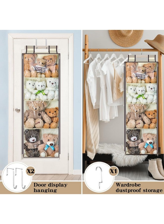 Satinior SATINIOR Hanging Toy Storage Over The Door Stuffed Animal Organizer with Zipper PVC Dustproof Cover, 4 Large Clear Door Storage Pocket for Back to School Supplies, Towels, Shoes, File, Clothes - Image 4