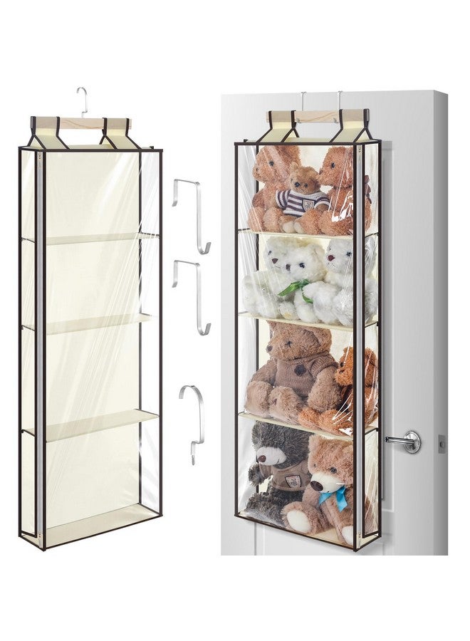 Satinior SATINIOR Hanging Toy Storage Over The Door Stuffed Animal Organizer with Zipper PVC Dustproof Cover, 4 Large Clear Door Storage Pocket for Back to School Supplies, Towels, Shoes, File, Clothes - Image 1