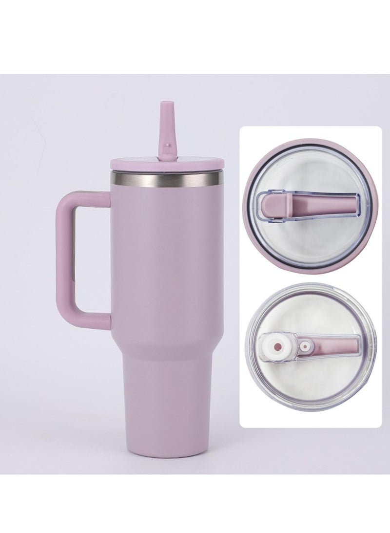 2 Pack 40 oz Tumbler Flip Straw Lid Replacement fit for Stanley Quencher, Spill Proof Splash Resistant Tumbler Lids,Reusable Tumbler Cover for Stanley Cup (Light Purple) - Image 5