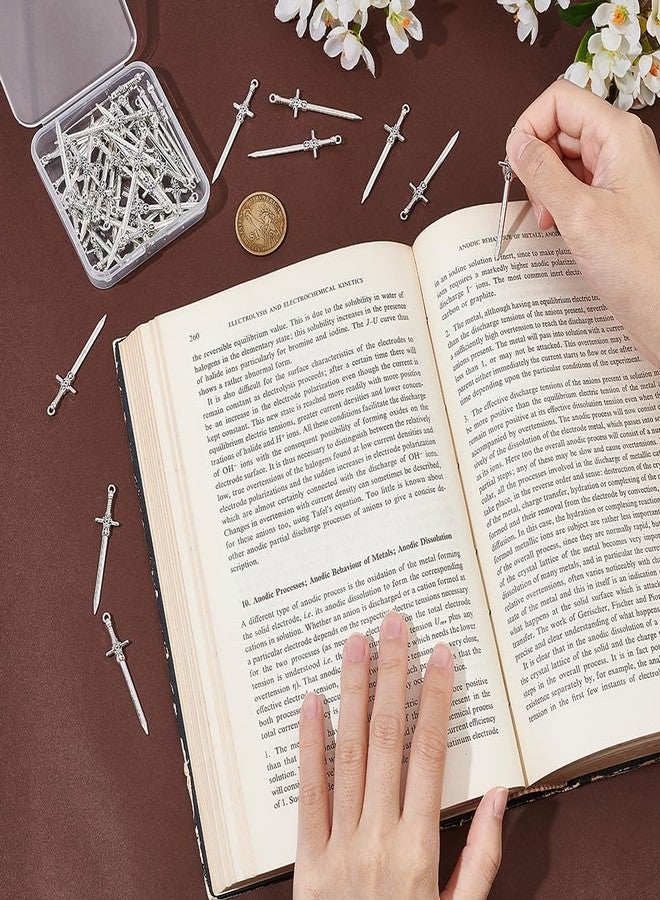 UNICRAFTALE 50pcs Tibetan Style Sword Bookmark Pendant - Antique Silver Alloy Charms, Punk and Ancient Sword Pens Set for Book Lovers and Custom Toymaking - Image 4