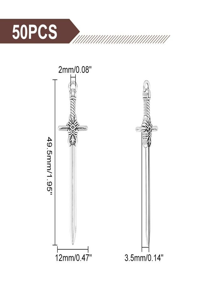 UNICRAFTALE 50pcs Tibetan Style Sword Bookmark Pendant - Antique Silver Alloy Charms, Punk and Ancient Sword Pens Set for Book Lovers and Custom Toymaking - Image 3