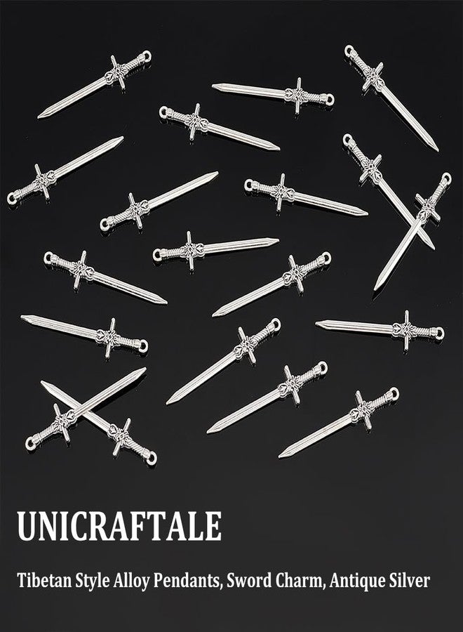 UNICRAFTALE 50pcs Tibetan Style Sword Bookmark Pendant - Antique Silver Alloy Charms, Punk and Ancient Sword Pens Set for Book Lovers and Custom Toymaking - Image 5
