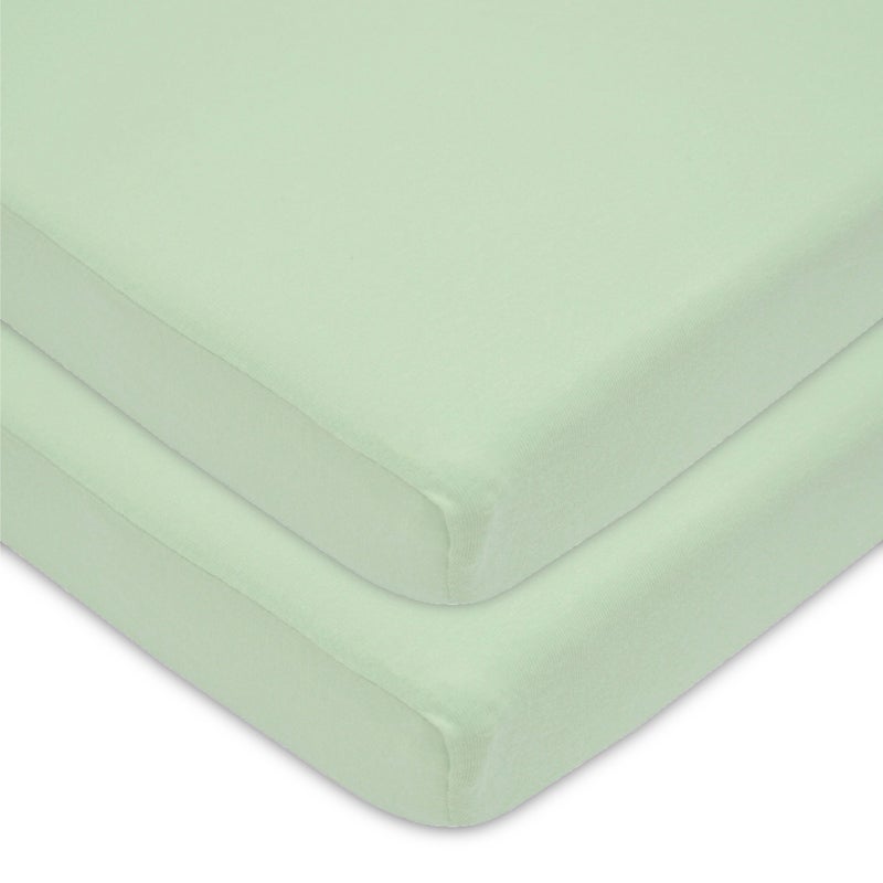 TL Care TL Care 2 Pack 100 Natural Cotton Fitted Mini Crib Sheets 38 x 24 Soft Breathable Small Nesting Portable Sheets Fits Pack N Play Mattresses Celery for Boys Girls
