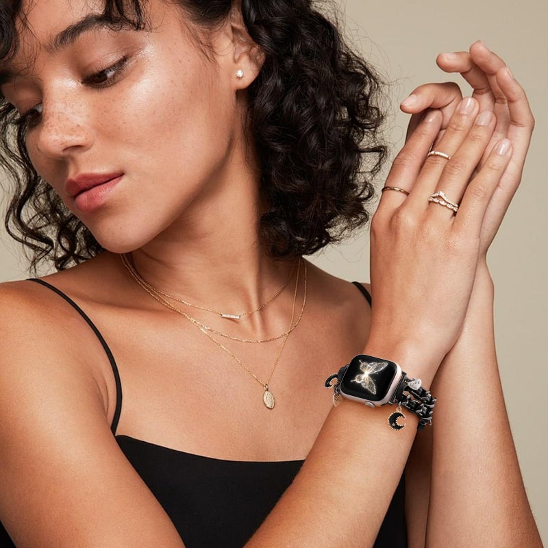 DaQin Stylish Metal Band Compatible with Apple Watch Band for Women 40mm 38mm 41mm 42mm,Pretty Chain Replacement Strap with Apple Watch Accessories Charms for iWatch Series 11 10 9 8 7 6 5 4 3 2 1 SE - Image 5