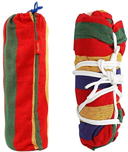 Thrivanta Outdoor Camping Canvas Fabric Portable Garden Hammocks Striped Ultralight Beach Swing Bed with Strong Rope - Image 3