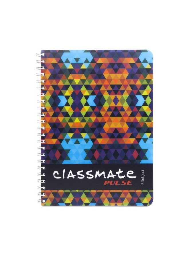classmate Classmate Pulse 6 Subject Spiral Notebook - Pack of 1 | Unruled | 300 Pages | A4-29.7cm x 21.0cm | Attractive Cover Designs | Soft Cover | Notebooks for College Students  - Image 1