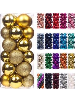 The Bros 24Pcs Mini Christmas Balls Ornaments for Xmas Christmas Tree - 1.57 Inch Shatterproof Christmas Tree Decorations Hanging Ball for Holiday Wedding Party Decoration Gold  - Image 1