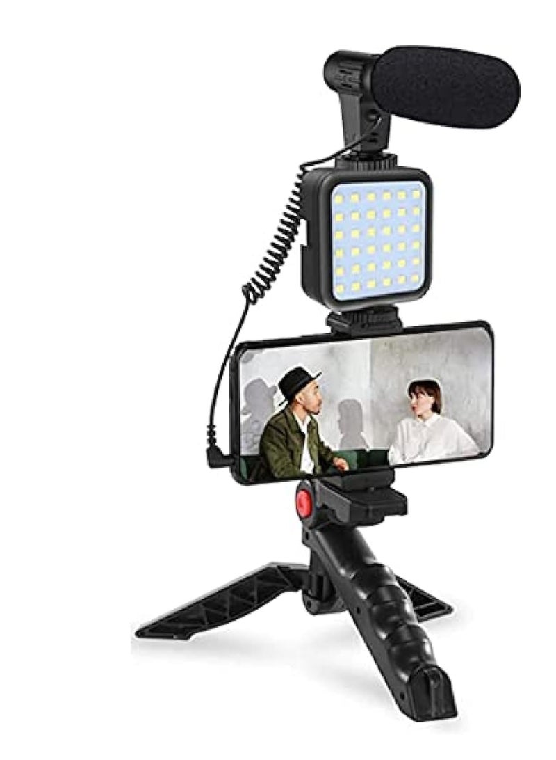 ELTRAZONE Smartphone & Camera Vlogging Studio Kits Video Shooting Photography Suit with Microphone LED Fill Light Mini Tripod  - Image 1