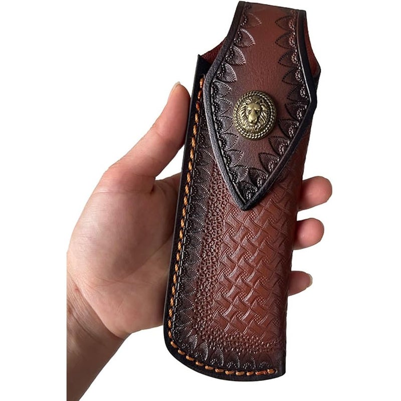Yzikema Folding Knife Sheath，2.3/6.3 Leather Pocket Knife Sheaths for Belt, Loop Portable Folding Knife Sheath for Camping Hunting Jungle Exploration - Image 1