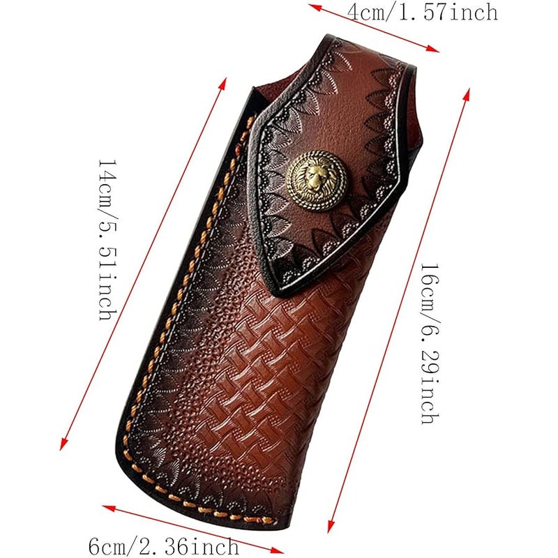 Yzikema Folding Knife Sheath，2.3/6.3 Leather Pocket Knife Sheaths for Belt, Loop Portable Folding Knife Sheath for Camping Hunting Jungle Exploration - Image 2