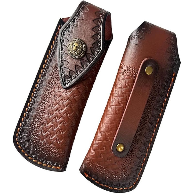 Yzikema Folding Knife Sheath，2.3/6.3 Leather Pocket Knife Sheaths for Belt, Loop Portable Folding Knife Sheath for Camping Hunting Jungle Exploration - Image 3