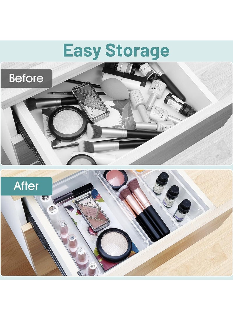 Generic 25 PCS Clear Plastic Drawer Organizer Set, 4 Sizes Desk Drawer Divider Organizers and Storage Bins for Makeup, Jewelry, Gadgets for Kitchen, Bedroom, Bathroom, Office  - Image 5