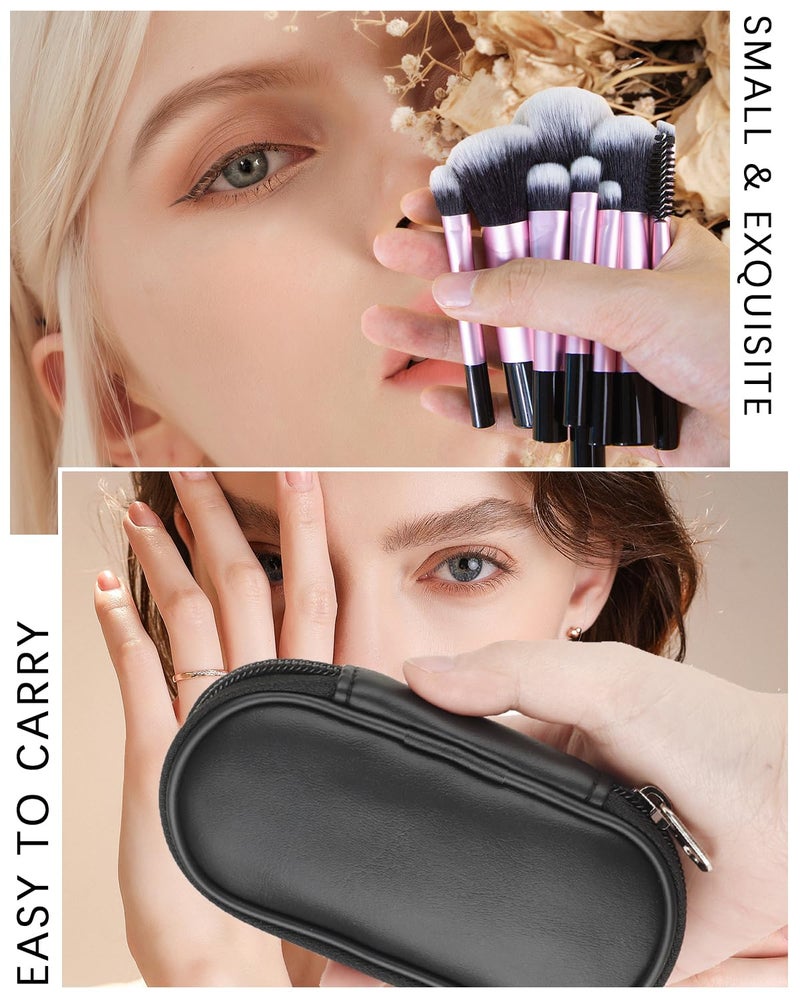 JELIEE 10 Pcs Travel Makeup Brush Set Black Mini Makeup Brushes with Makeup Brush Pouch Portable Foundation Powder Concealers Eye Shadows Makeup Set Professional Makeup Brush Set - Image 4