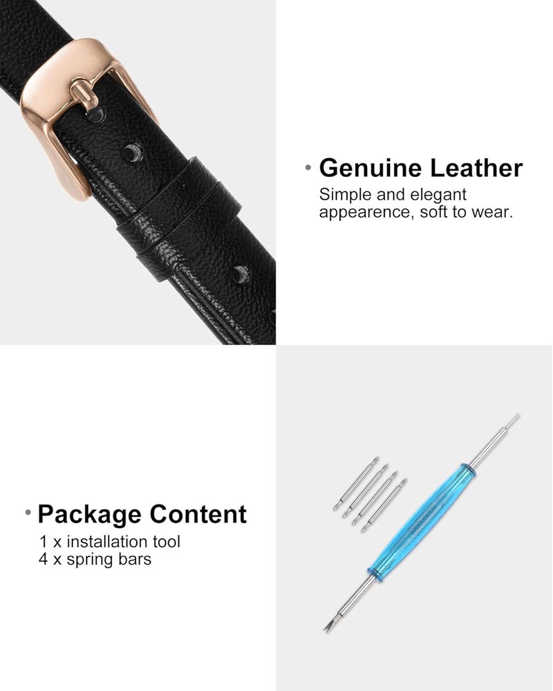 QUARKZMAN Leather Watch Strap Watch Leather Strap Watch Straps Flat Thin Elegant Leather Watch Strap Buckle for Smartwatch Men Women Men Women - Image 3