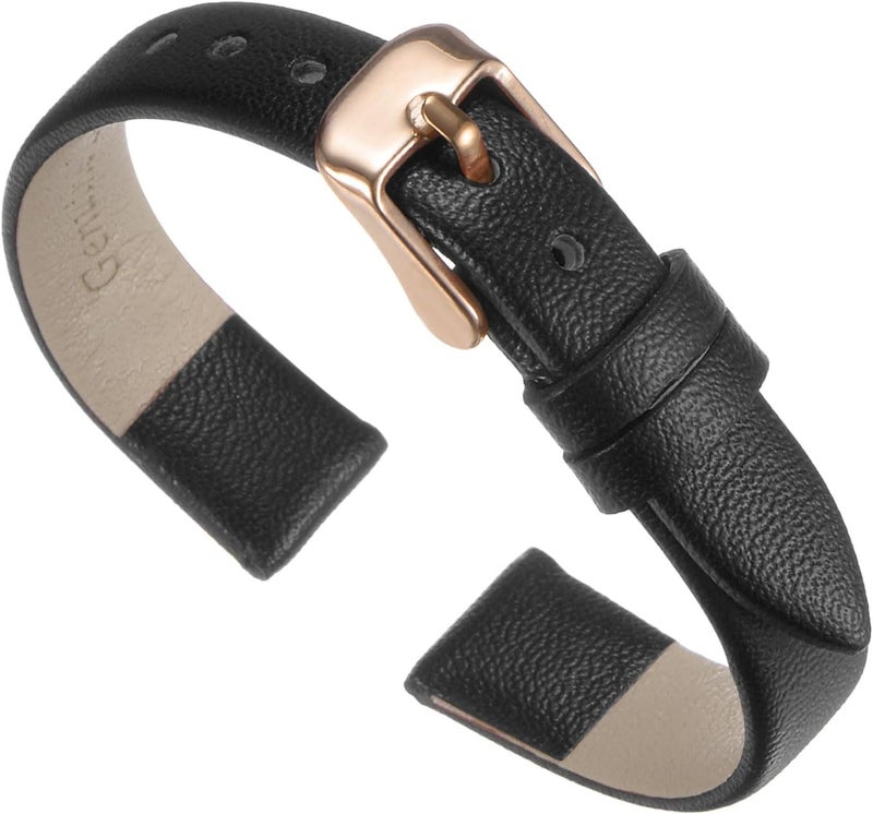 QUARKZMAN Leather Watch Strap Watch Leather Strap Watch Straps Flat Thin Elegant Leather Watch Strap Buckle for Smartwatch Men Women Men Women - Image 1