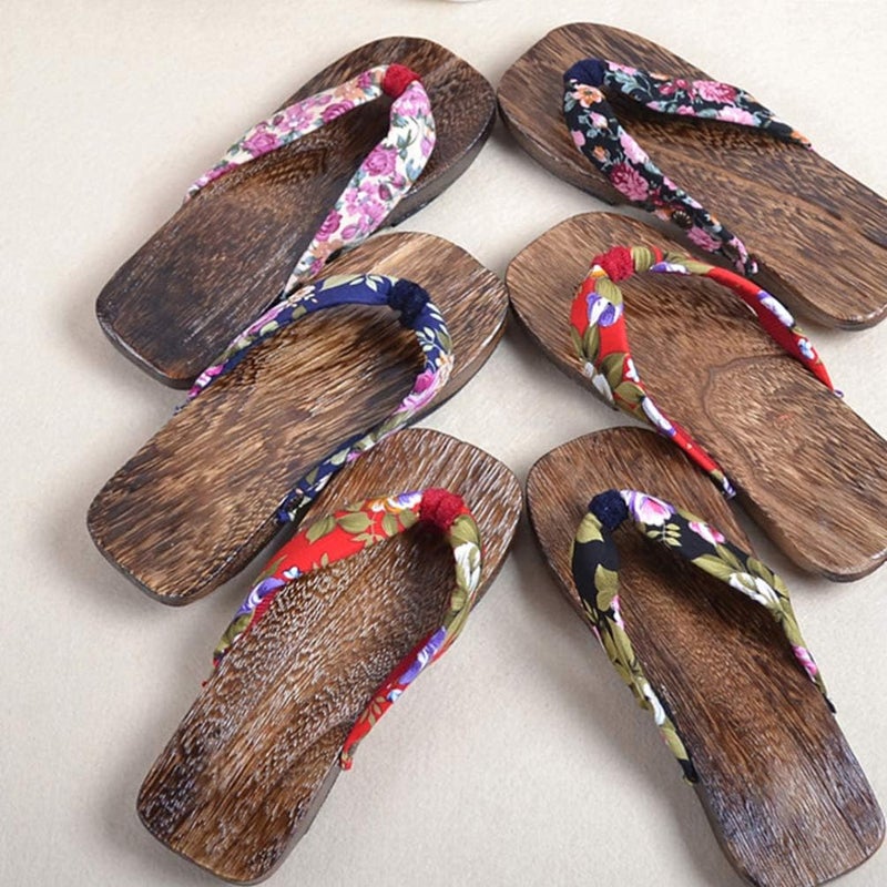 comfrt Wooden Wooden Clogs Sandals Flip Flops Sandals Slippers Shoes Japanese Style Wood Geta Sandals for Children Size 20-30 Japan Traditional Shoes Red Japanese Traditional Clogs - Image 4