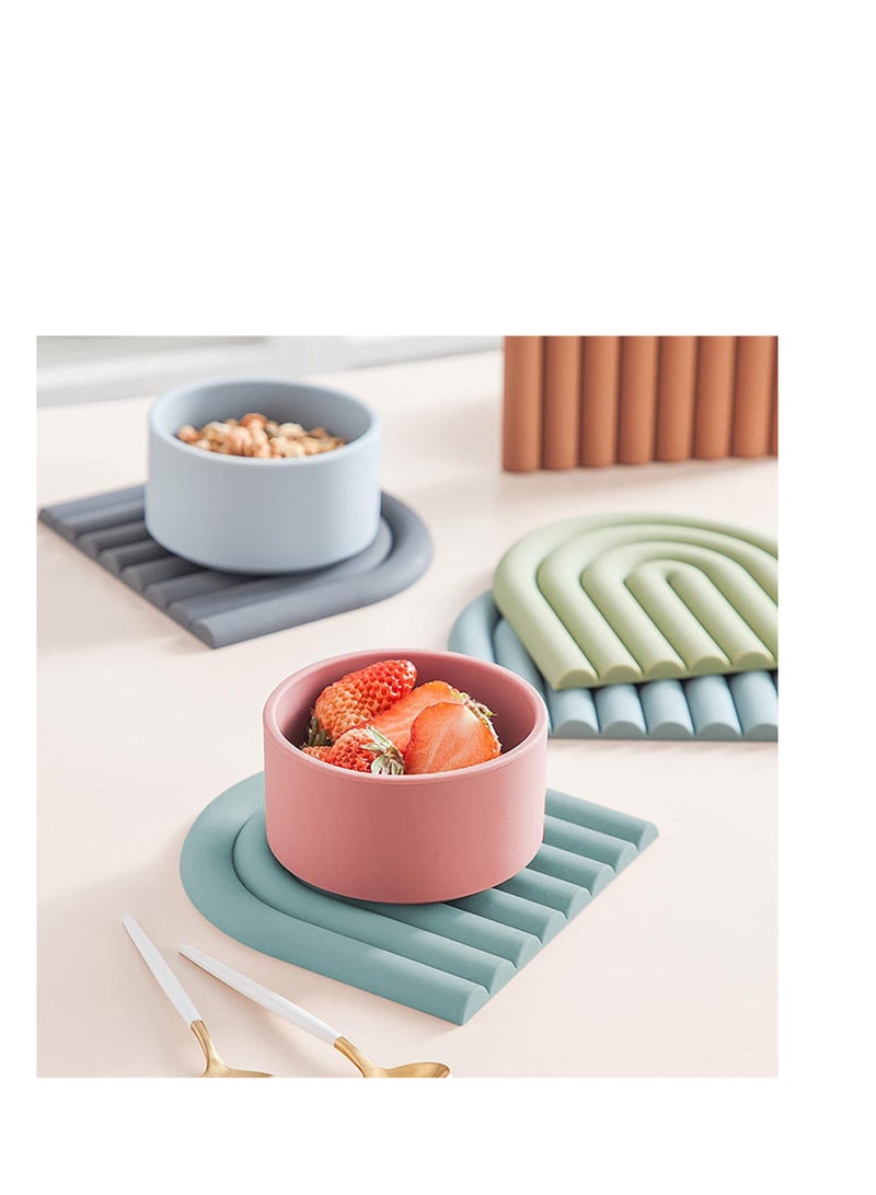 SYOSI 2 Silicone Trivets for Hot Dishes - Durable and Colorful Pot Holders, Heat Resistant Mats for Countertop, Hot Pads, Modern Multi-Purpose Trivet Mats, Spoon Rest (Muted Light Blue, Set of 2) - Image 2