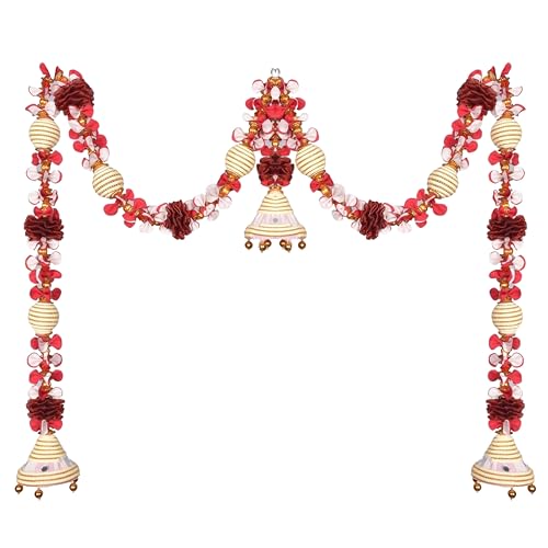 Daedal crafters Jumka Doorway Flower toran/Hanging Off White for Main Door Entrance, Thoran for Mandir & Living Room Décor, Bandarwal for Festival Decoration, Flower Hanging for Home (20x42 inch) - Image 3