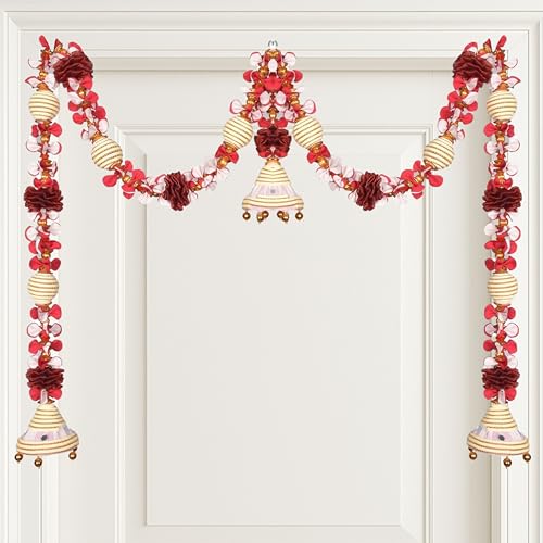 Daedal crafters Jumka Doorway Flower toran/Hanging Off White for Main Door Entrance, Thoran for Mandir & Living Room Décor, Bandarwal for Festival Decoration, Flower Hanging for Home (20x42 inch) - Image 2