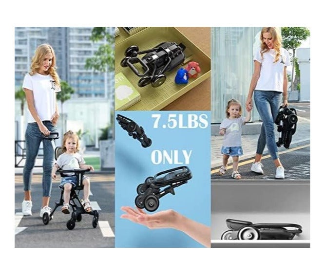 Pocket Stroller for Travel Stroller for Airplane- Portable Compact Airport Stroller - Small Stroller for Toddler Travel - All Terrain Stroller for Toddler Stroller for Upto 65 Lbs., black - Image 4