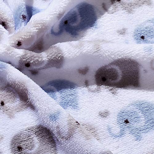 CREVENT 30"X40" Cute Lightweight Silky Cozy Warm Baby Blanket for Boys Infant Toddler Newborn Unisex Crib Cot Stroller, Baby Shower, Summer Spring - Blue Elephant - Image 4