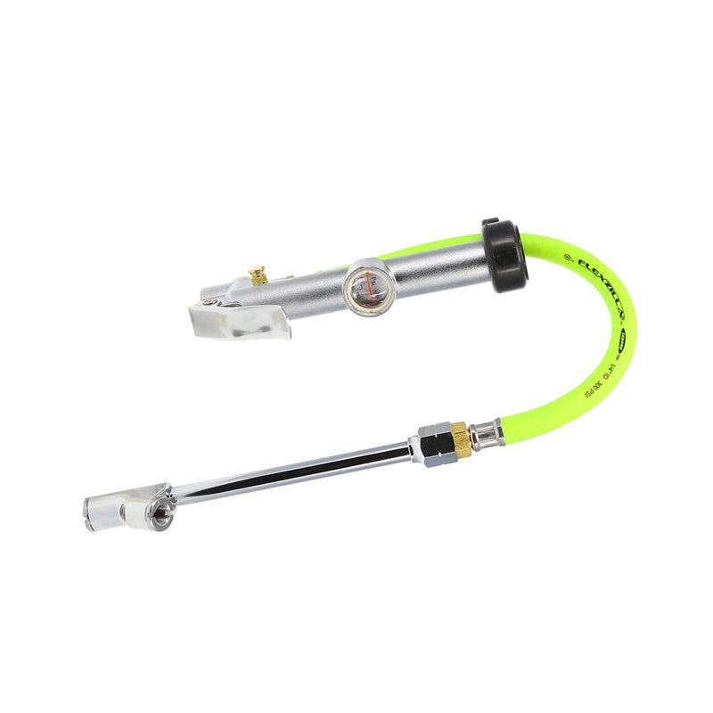 Flexzilla Dual Foot Tire Inflator with 12 Hose Glass Sight Gauge 10 to 120 psi