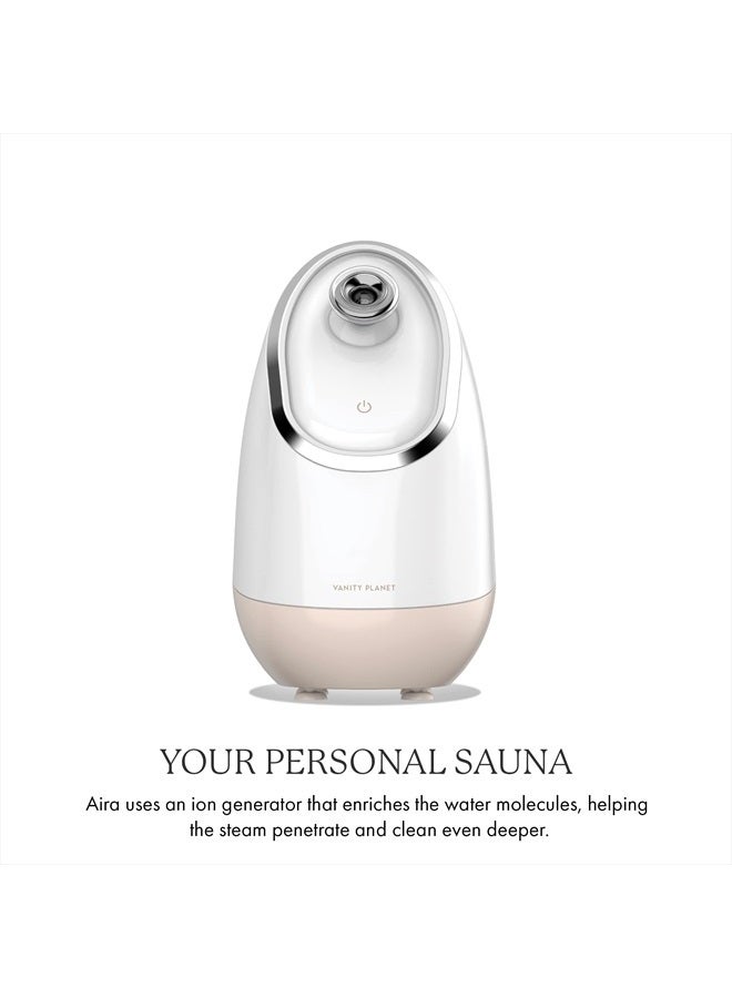 Vanity Planet Aira Ionic Facial Steamer (Beige) - Pore Cleaner That Detoxifies, Cleanses and Moisturizes - Adjustable Nozzle, Water Tank with 3 Essential Oil Baskets - Image 3
