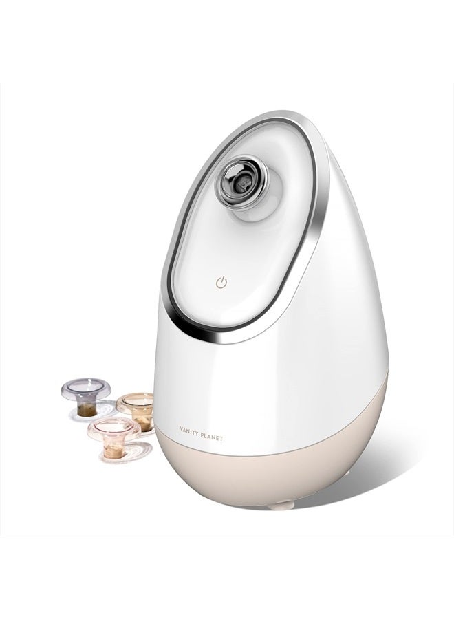 Vanity Planet Aira Ionic Facial Steamer (Beige) - Pore Cleaner That Detoxifies, Cleanses and Moisturizes - Adjustable Nozzle, Water Tank with 3 Essential Oil Baskets - Image 1