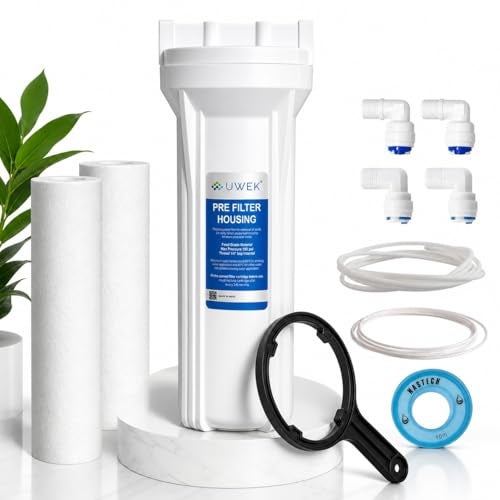 UWEK RO Water Purifier Pre Filter | External Leak-Free Housing | Spun Cartridge Prefilter Kit | 1/4 & 3/8 Elbows | Compatible with Kent, Livpure, LG, Mi & Havells - Image 1