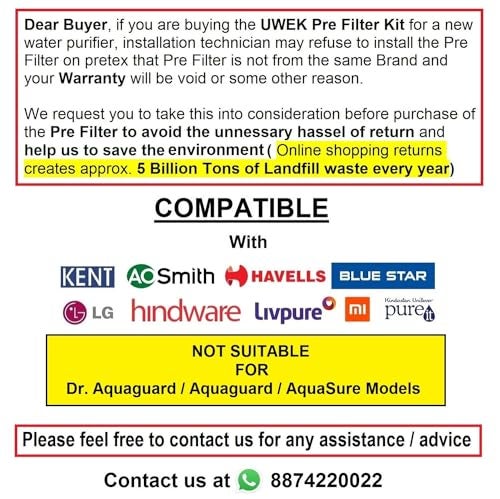 UWEK RO Water Purifier Pre Filter | External Leak-Free Housing | Spun Cartridge Prefilter Kit | 1/4 & 3/8 Elbows | Compatible with Kent, Livpure, LG, Mi & Havells - Image 2
