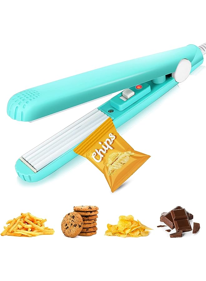 KASTWAVE Chip Bag Heat Sealer, Portable Food Sealer, Bag Resealer For Food Storage Plastic Bags Snack Bags Vacuum Sealer Bags, Handheld Sealing Machine For Candy Bag, Pet Food Bag (Mint Blue)  - Image 1