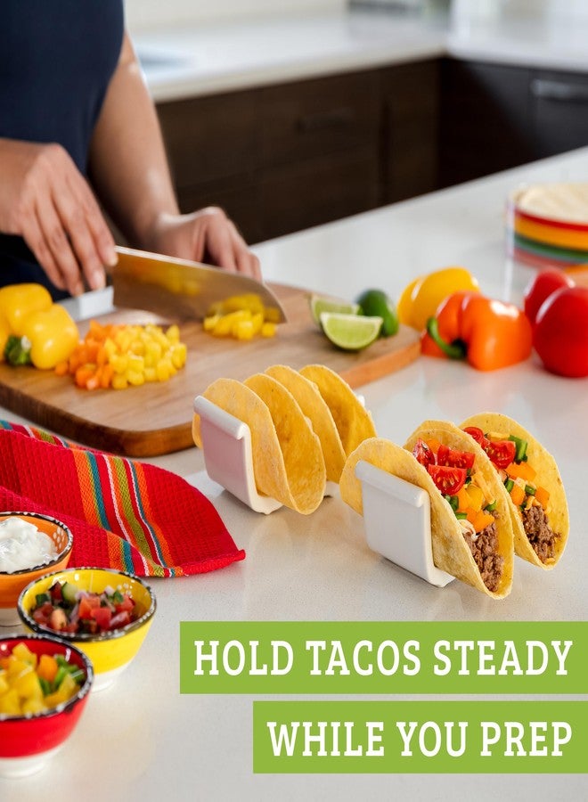 Chef Tacos Ceramic taco holder (2 Pack) soft taco holders, Holds 4 tacos, wrap server for oven and Kitchen, For Hard and Soft Shell, Dishwasher & Microwave Safe (White) - Image 2