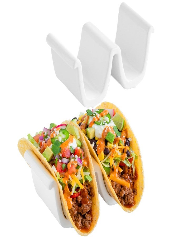 Chef Tacos Ceramic taco holder (2 Pack) soft taco holders, Holds 4 tacos, wrap server for oven and Kitchen, For Hard and Soft Shell, Dishwasher & Microwave Safe (White) - Image 1