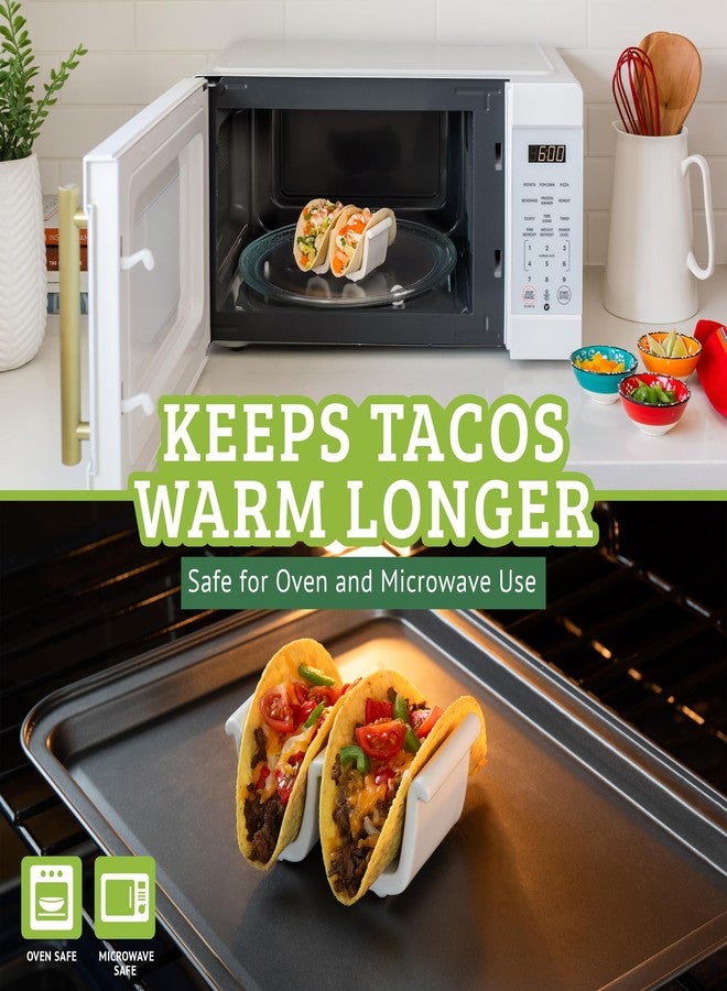 Chef Tacos Ceramic taco holder (2 Pack) soft taco holders, Holds 4 tacos, wrap server for oven and Kitchen, For Hard and Soft Shell, Dishwasher & Microwave Safe (White) - Image 3