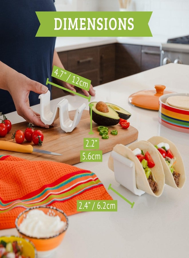 Chef Tacos Ceramic taco holder (2 Pack) soft taco holders, Holds 4 tacos, wrap server for oven and Kitchen, For Hard and Soft Shell, Dishwasher & Microwave Safe (White) - Image 5