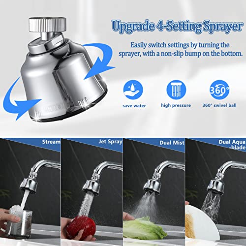 YDmeet Sink Faucet Sprayer Attachment, Upgrade 4 Mode Adjustable Kitchen Faucet Head, Movable Kitchen Tap Head 360° Rotatable with Extension Hose, Anti-Splash Sink Sprayer Facuet Nozzle Head Water Saving - Image 4