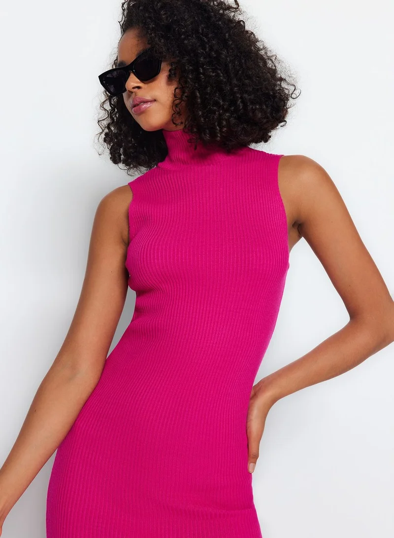 trendyol High Neck Slit Hem Dress