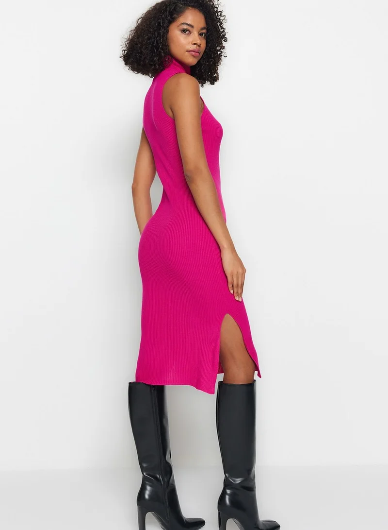 trendyol High Neck Slit Hem Dress