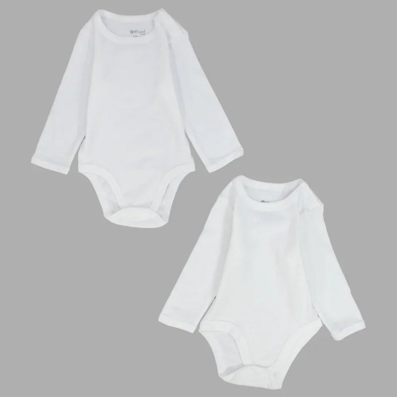 Elsayaad Pack Of 2 - Kids Unisex Plain White Long-Sleeved Underwear Bodysuit - Image 1
