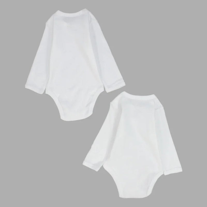 Elsayaad Pack Of 2 - Kids Unisex Plain White Long-Sleeved Underwear Bodysuit - Image 2